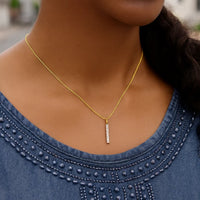 14k Yellow Gold Bar Pendant with Diamonds
