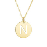 14K Yellow Gold Disc Initial N Pendant thumbnail 1
