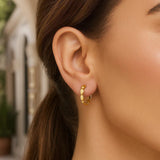 Medium Rice Hoop Earrings in 14K Yellow Gold thumbnail 4