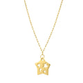 14K yellow gold cutout star pendant necklace with open outline design