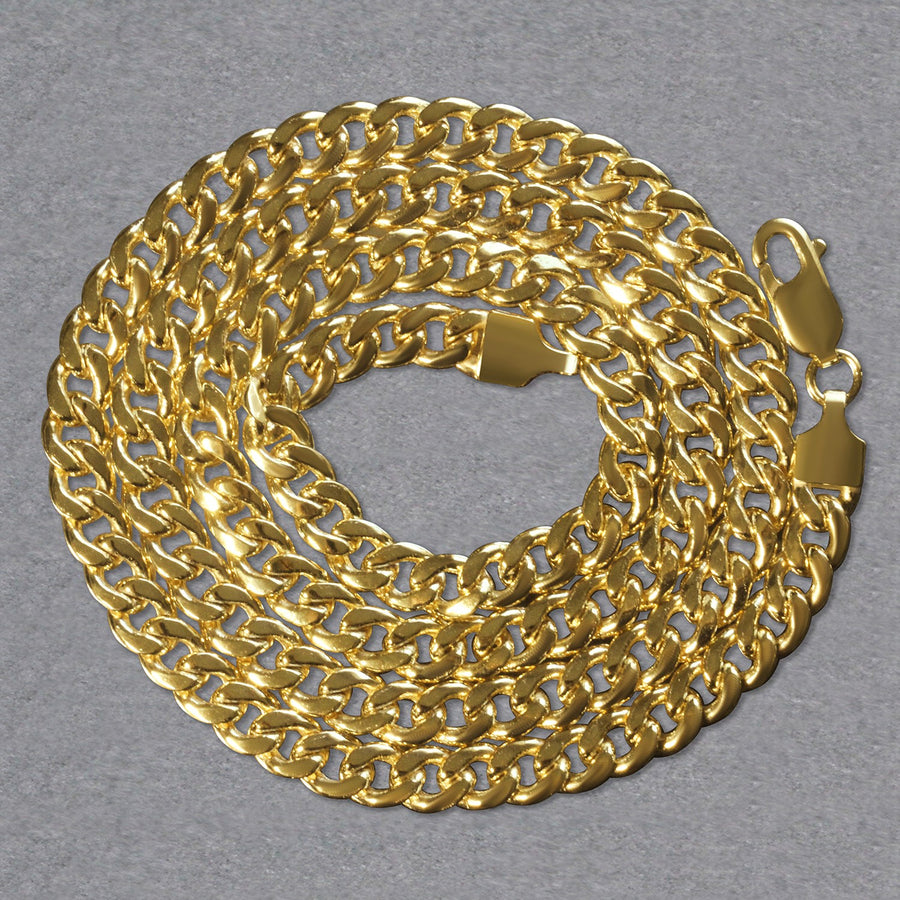 14k Yellow Gold Miami Cuban Semi Solid Chain (5.50 mm)