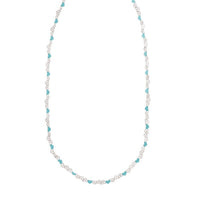 Sterling Silver Rhodium Plated Blue Enamel Hearts Necklace