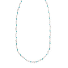 Sterling Silver Rhodium Plated Blue Enamel Hearts Necklace