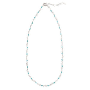 Sterling Silver Rhodium Plated Blue Enamel Hearts Necklace