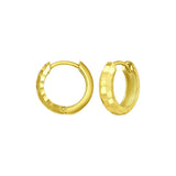 14K Yellow Gold Checkerboard Huggie Hoop Earrings thumbnail 1