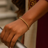 14k Yellow Gold High Polish Bead Cuff Bangle (3.00 mm) thumbnail 6
