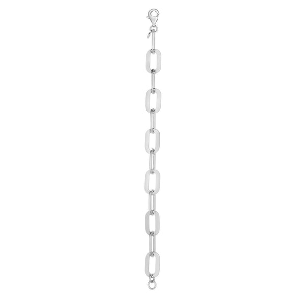 Sterling Silver Rhodium Plated Italian Link Paperclip Bracelet (10.30 mm)
