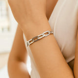 Sterling Silver Rhodium Plated Italian Link Paperclip Bracelet (10.30 mm) thumbnail 8
