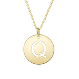 14K Yellow Gold Disc Initial Q Pendant thumbnail 1