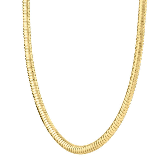 14K yellow gold Tubogas necklace with smooth 5.00 mm rounded band