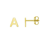 14K Yellow Gold Yours Truly Initial A Stud Earrings thumbnail 1