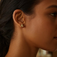14K Yellow Gold Yours Truly Initial A Stud Earrings