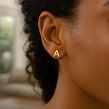 14K Yellow Gold Yours Truly Initial A Stud Earrings thumbnail 4