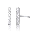 14K white gold textured bar earrings with fine matte finish