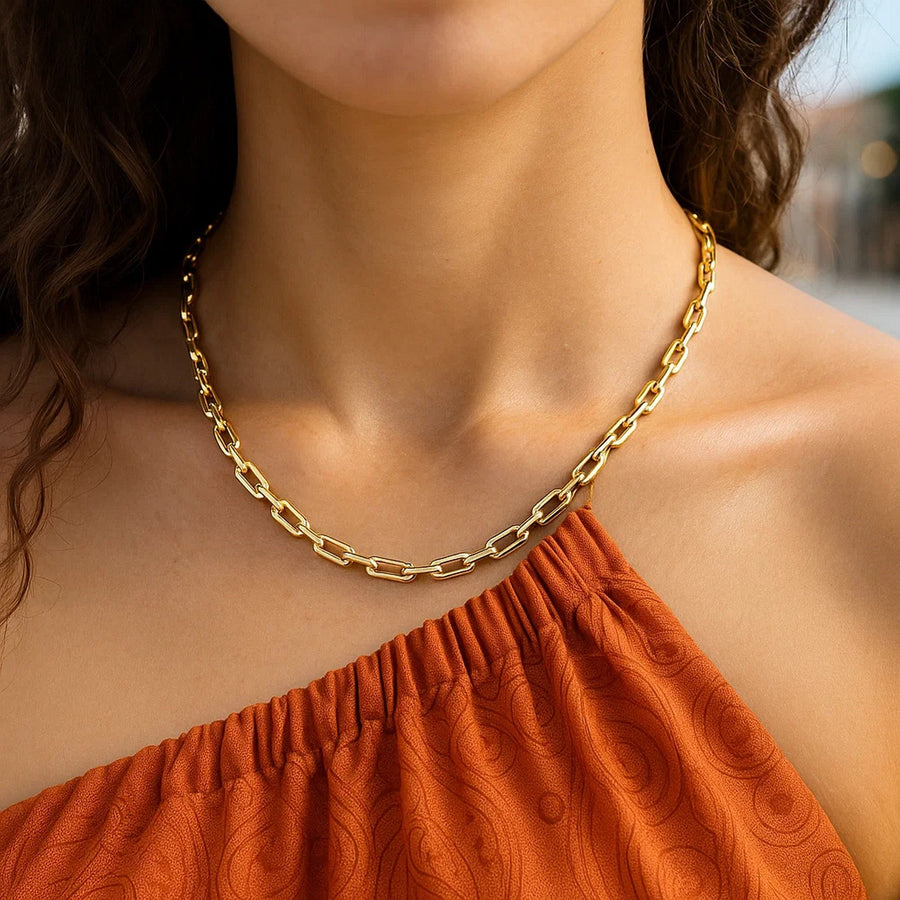 14k Yellow Gold Paperclip Chain Necklace (4.20 mm)