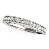 14K white gold ring with prong-set round diamond stones thumbnail 1