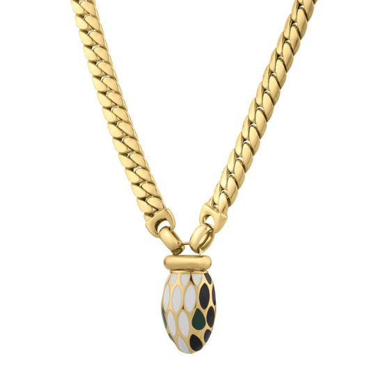 14K yellow gold curb link necklace with flat interlocking chain links