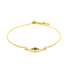 Load image into Gallery viewer, 14k Yellow Gold Adjustable Evil Eye Bracelet (1.00 mm)