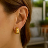 14K Yellow Gold Polished C Hoop Huggie Earrings thumbnail 3