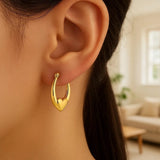 Small Heart Hoop Earrings in 14K Yellow Gold thumbnail 3