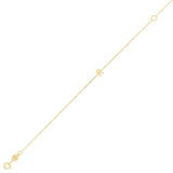 14K yellow gold mini initial R bracelet on a delicate chain thumbnail 1