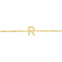 14K Yellow Gold Mini Initial R Bracelet