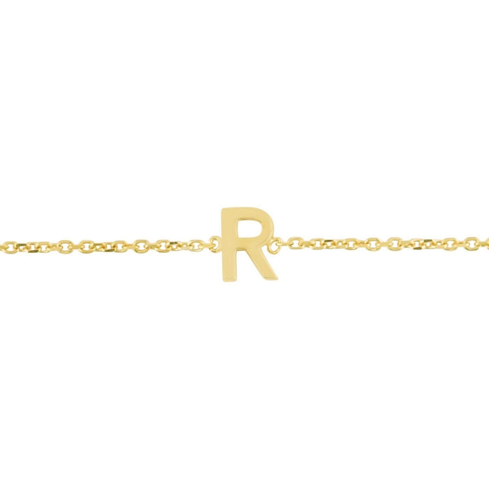 14K Yellow Gold Mini Initial R Bracelet