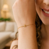 14K Yellow Gold Mini Initial R Bracelet thumbnail 4