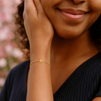14K Yellow Gold Mini Initial R Bracelet