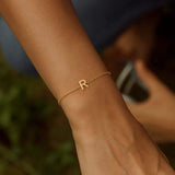 14K Yellow Gold Mini Initial R Bracelet thumbnail 6