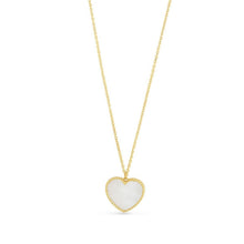 14k Yellow Gold High Polish Heart Pearl Paste Necklace