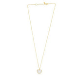 14k Yellow Gold High Polish Heart Pearl Paste Necklace thumbnail 4