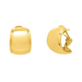 14K yellow gold Omega mixed media hoop earrings with polished and textured finish