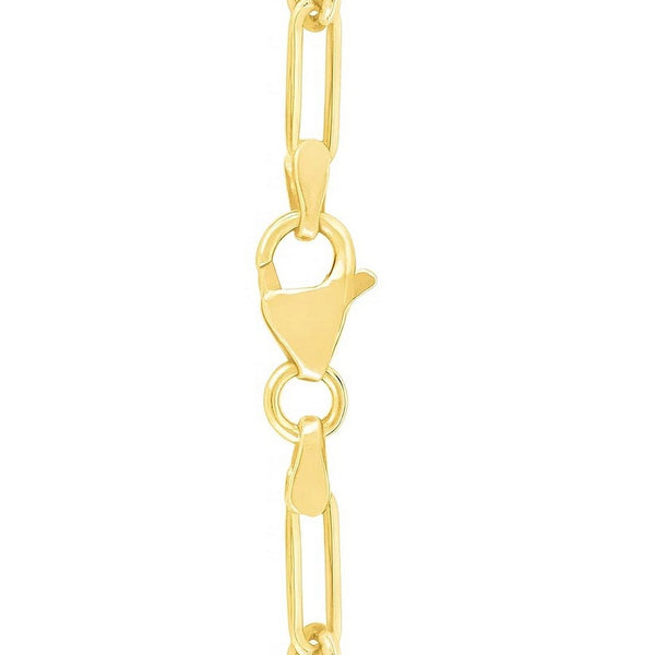14k Yellow Gold High Polish Circle Disc Paperclip Link Necklace