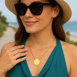 14k Yellow Gold High Polish Circle Disc Paperclip Link Necklace thumbnail 7