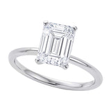 14K white gold solitaire ring with 3 carat round lab grown diamond thumbnail 1