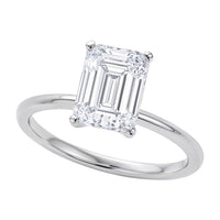 3 Carat Emerald Lab Grown IGI G/VS1 Diamond Solitaire Ring in 14K White Gold