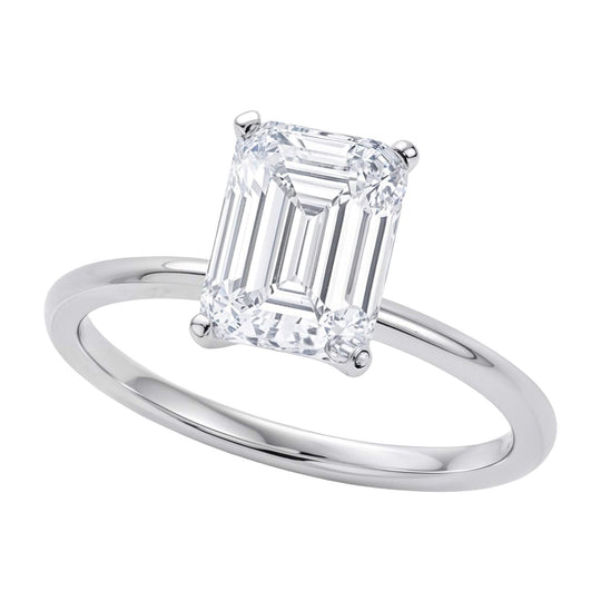 14K white gold solitaire ring with 3 carat round lab grown diamond