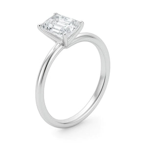 3 Carat Emerald Lab Grown IGI G/VS1 Diamond Solitaire Ring in 14K White Gold