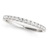14K white gold ring with a channel line of round diamond stones thumbnail 1
