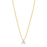 14K Yellow Gold Mini Diamond A Initial Pendant Necklace thumbnail 1