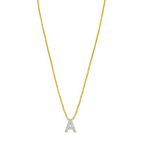 14K Yellow Gold Mini Diamond A Initial Pendant Necklace