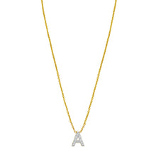 14K Yellow Gold Mini Diamond A Initial Pendant Necklace
