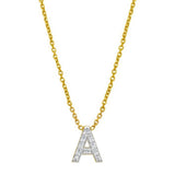 14K Yellow Gold Mini Diamond A Initial Pendant Necklace thumbnail 3