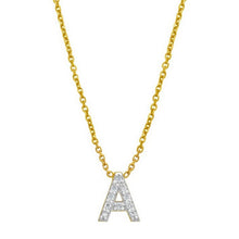 14K Yellow Gold Mini Diamond A Initial Pendant Necklace