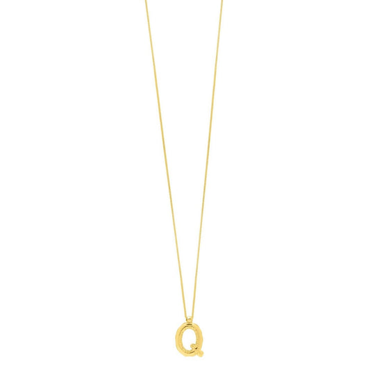 14K Yellow Gold Helium Initial Q Pendant