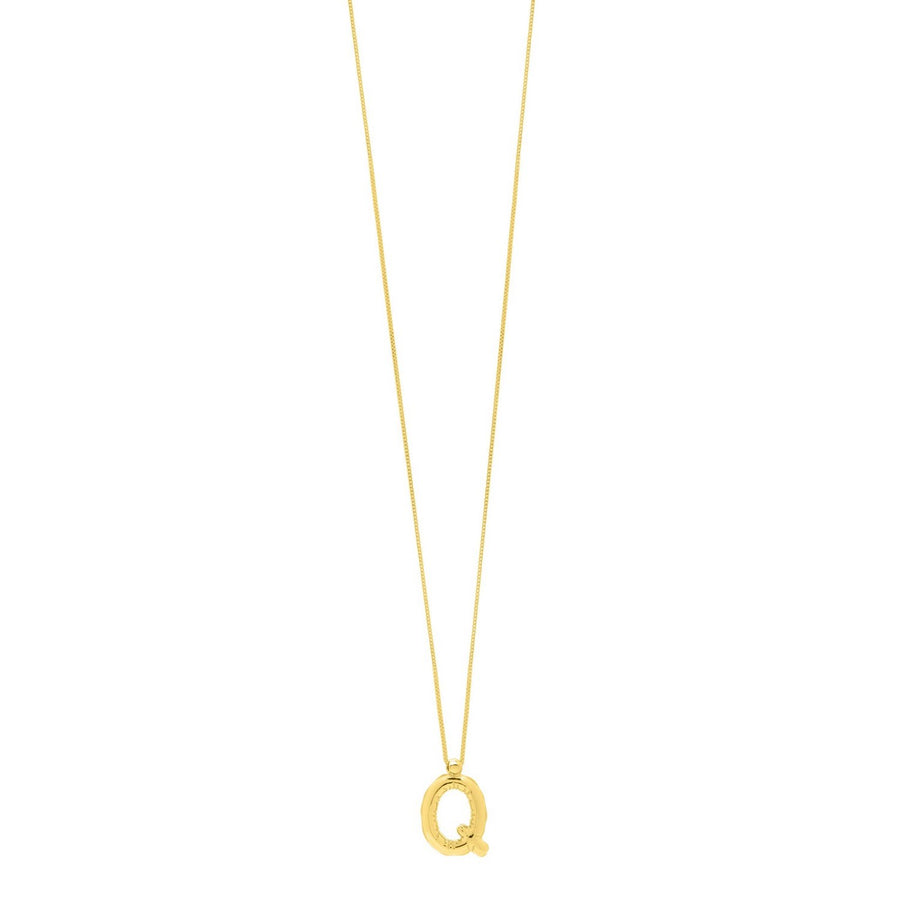 14K Yellow Gold Helium Initial Q Pendant