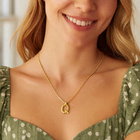 14K Yellow Gold Helium Initial Q Pendant