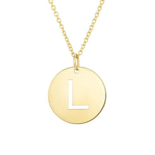 14K Yellow Gold Disc Initial L Pendant