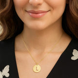 14K Yellow Gold Disc Initial L Pendant thumbnail 2